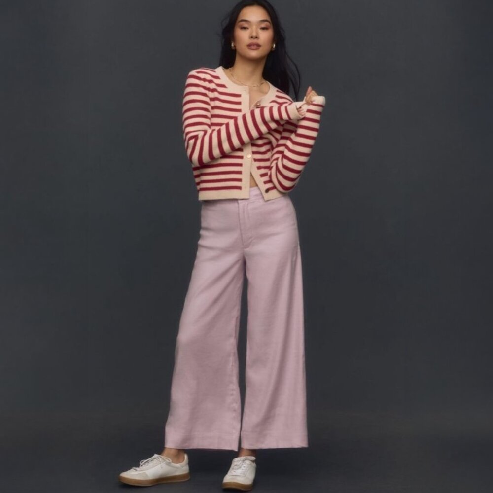 Maeve Ettie High-Rise Crop Wide-Leg Trousers: Linen Edition